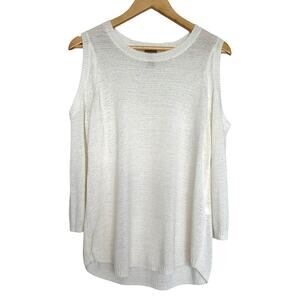 Chico's Women Ivana Cold Shoulder Sweater White Size 2 / Large